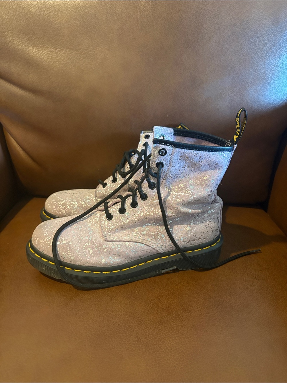 Dr. Martens Purple Sparkle Lace-Up Combat Boots